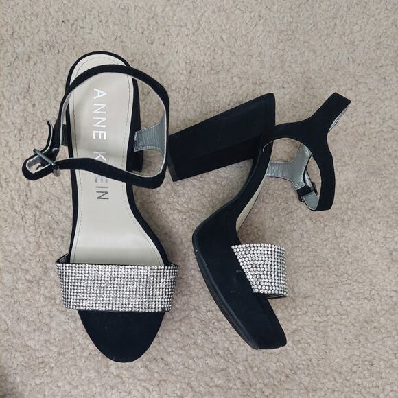 Anne Klein Crystal Block Heel Size 6.5 NEVER WORN 4 inch heels - Picture 1 of 7